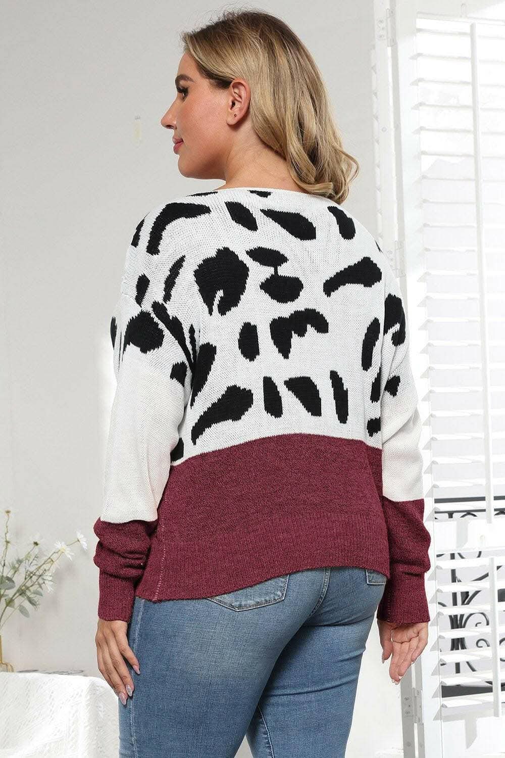 Suéter de punto acogedor con estampado de leopardo de Trendsi Tallas Grandes