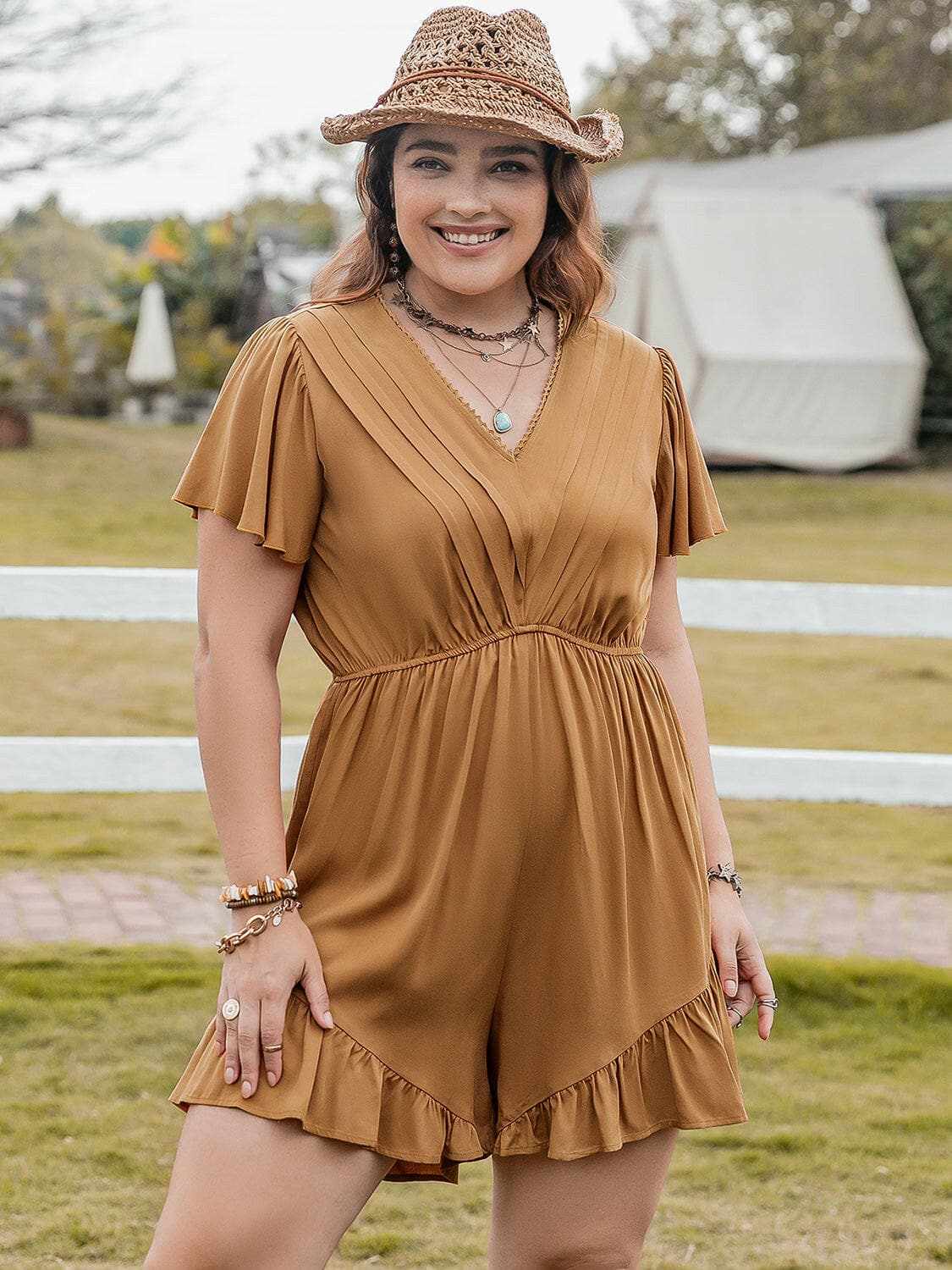 Jumpsuits & Rompers Trendsi Plus size ruffled short romper
