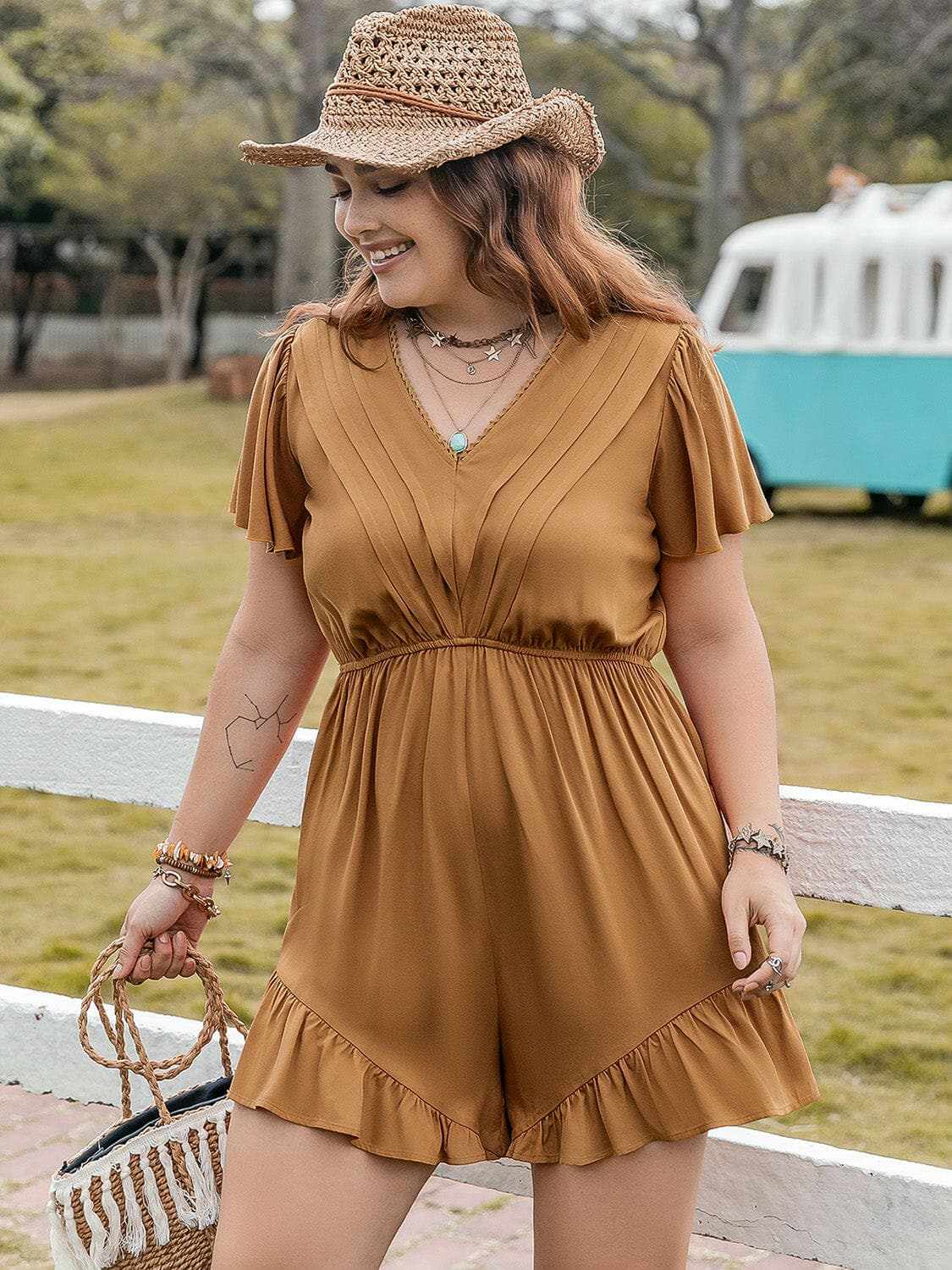 Jumpsuits & Rompers Trendsi Plus size ruffled short romper