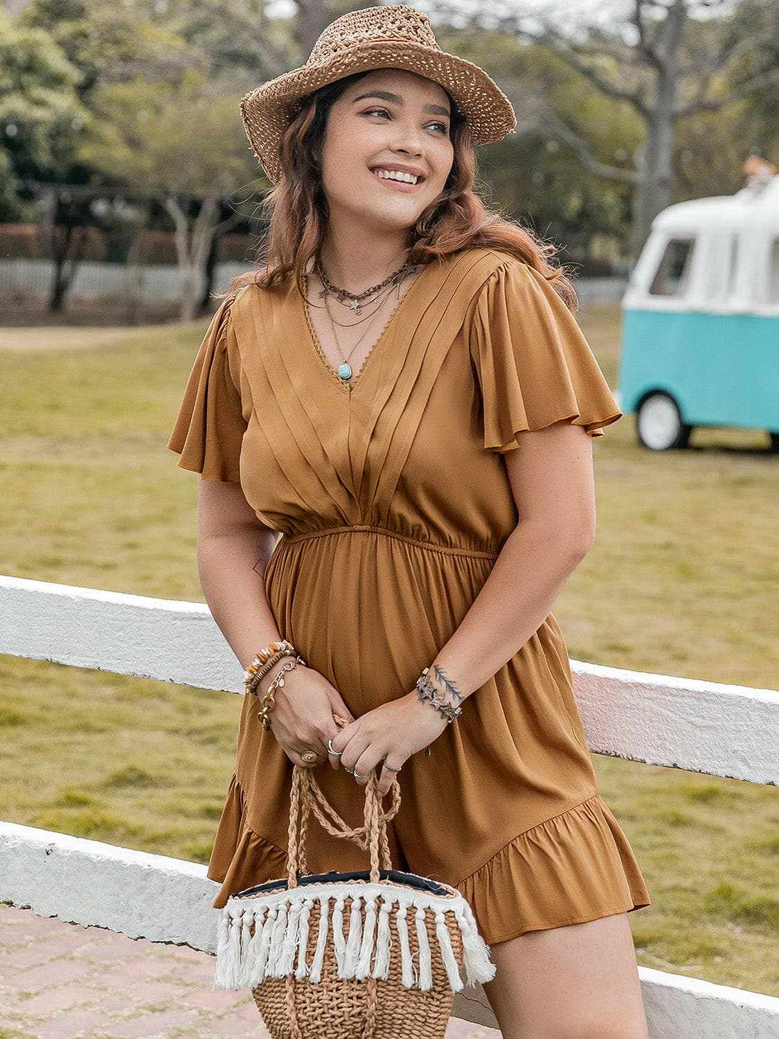 Jumpsuits & Rompers Trendsi Plus size ruffled short romper