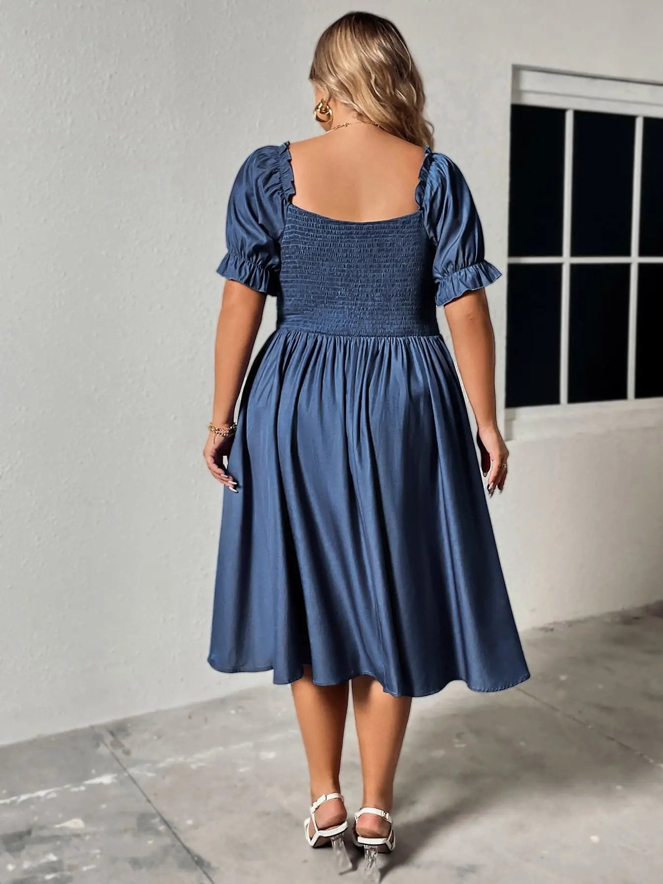 Women's Plus Size Dress Plus Size Sweetheart Neck Dress - Elegant Midi