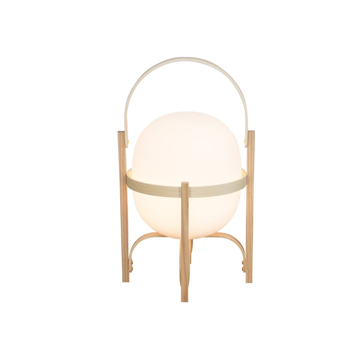 Lámpara de mesa de cristal con farol de madera portátil