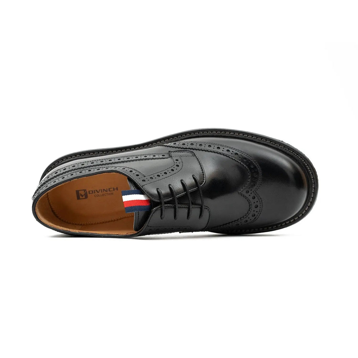 Black Wingtip Calf Leather Derby Shoes