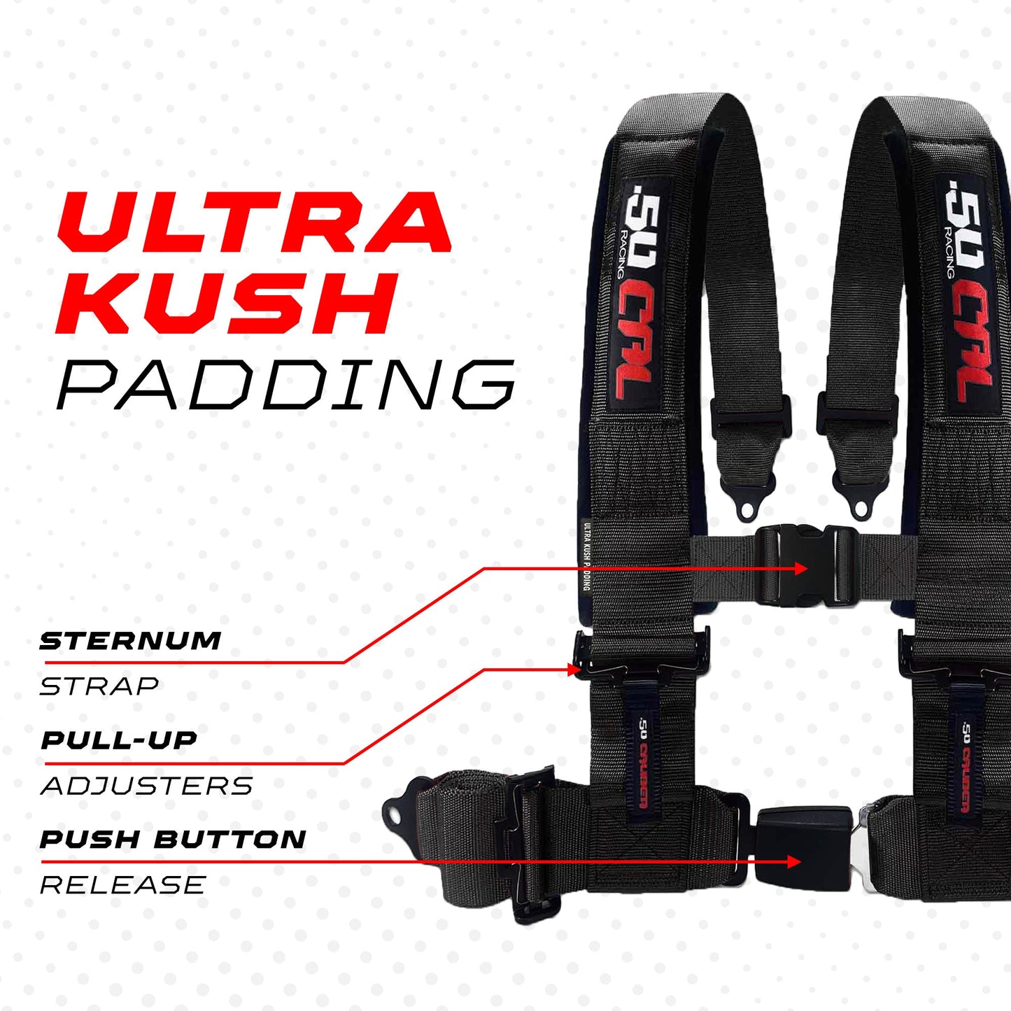 Pro Series 2" & 3" 4 point Harness with push button release
