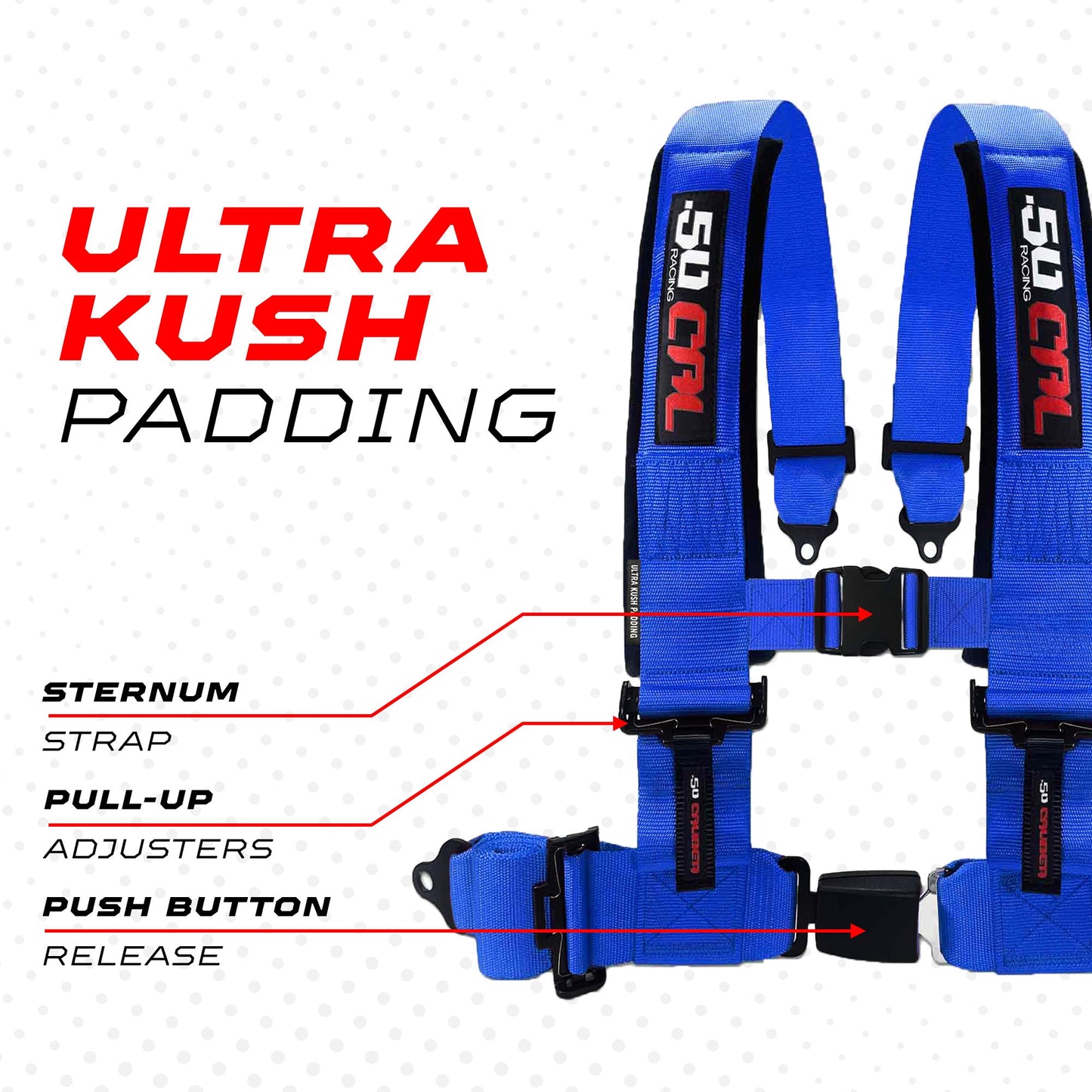 Pro Series 2" & 3" 4 point Harness with push button release
