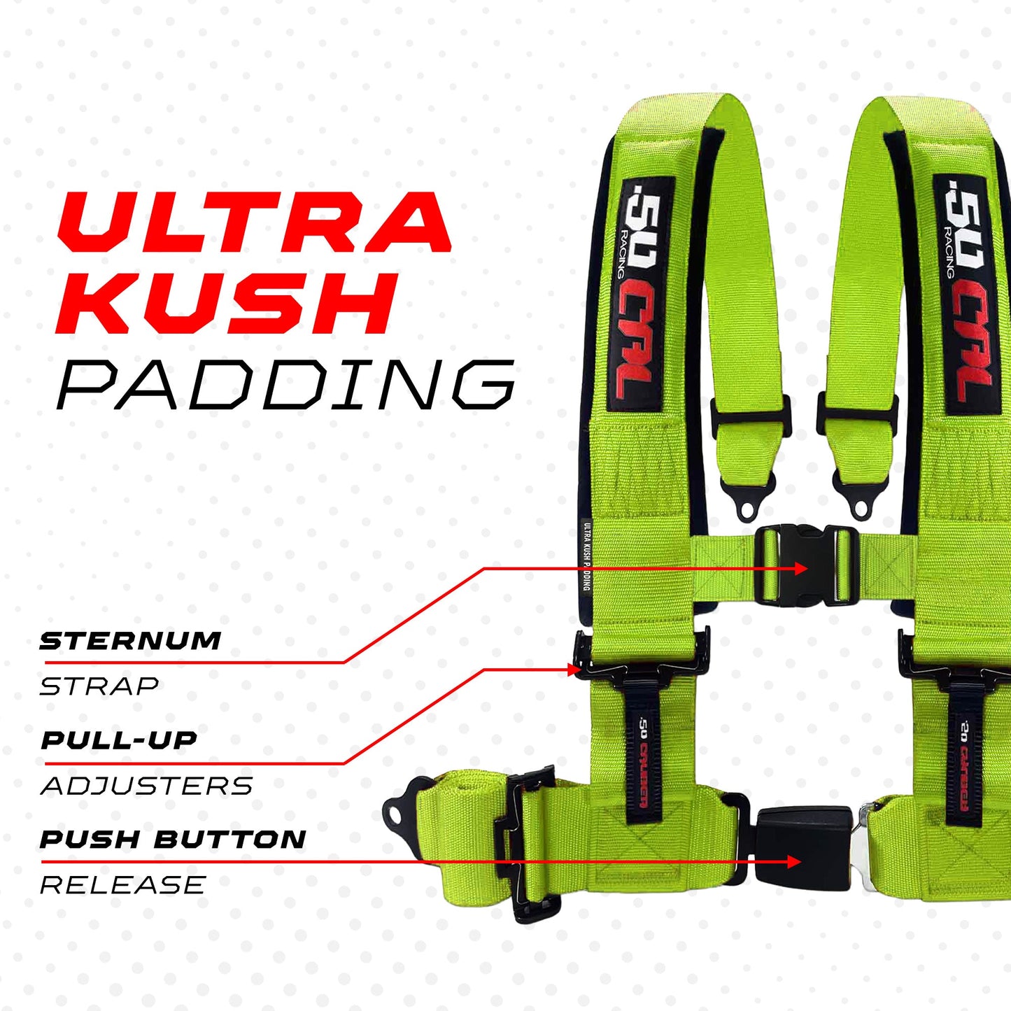 Pro Series 2" & 3" 4 point Harness with push button release