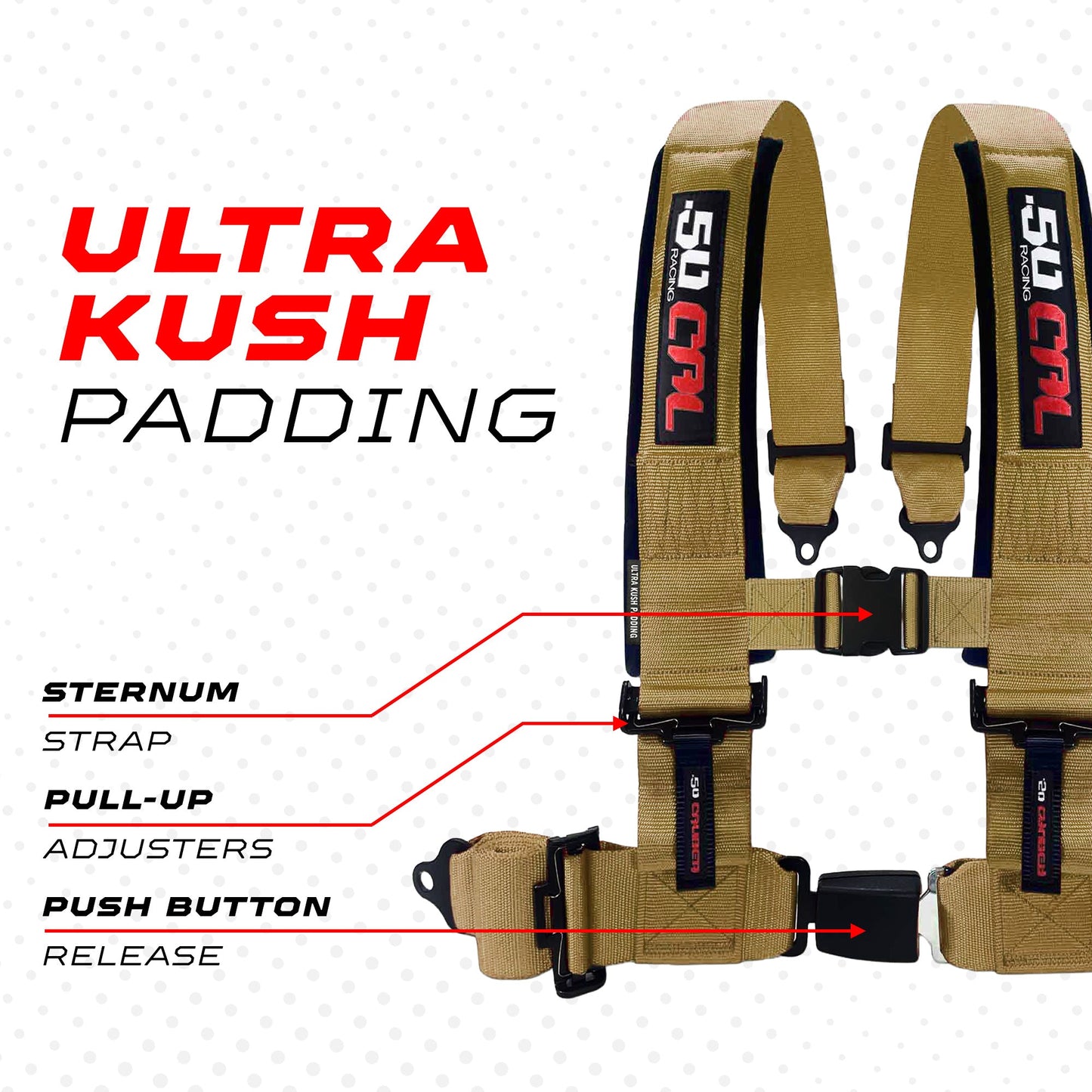 Pro Series 2" & 3" 4 point Harness with push button release