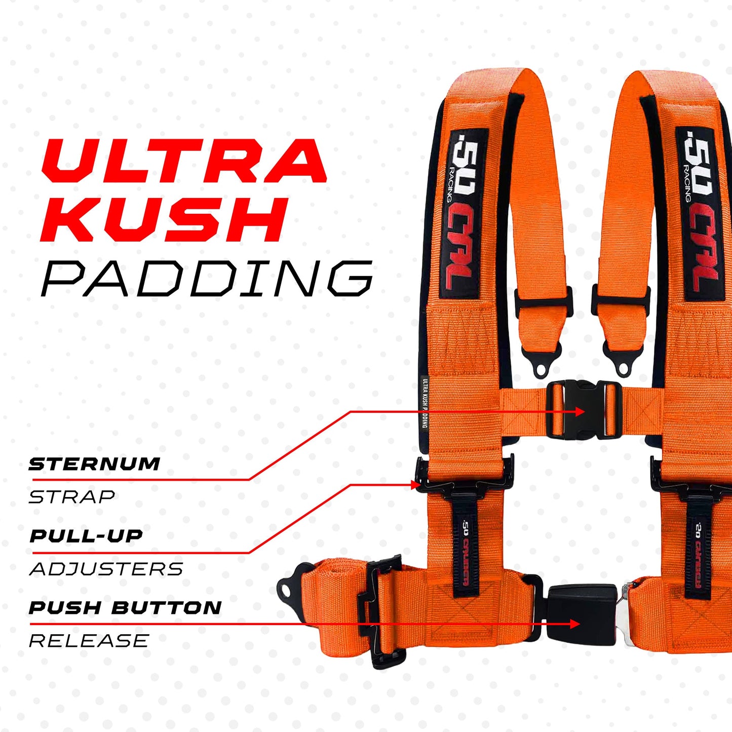 Pro Series 2" & 3" 4 point Harness with push button release