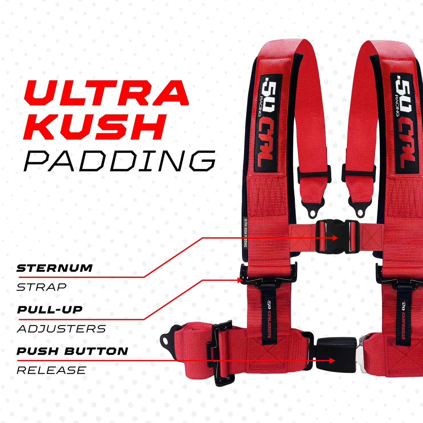 Pro Series 2" & 3" 4 point Harness with push button release