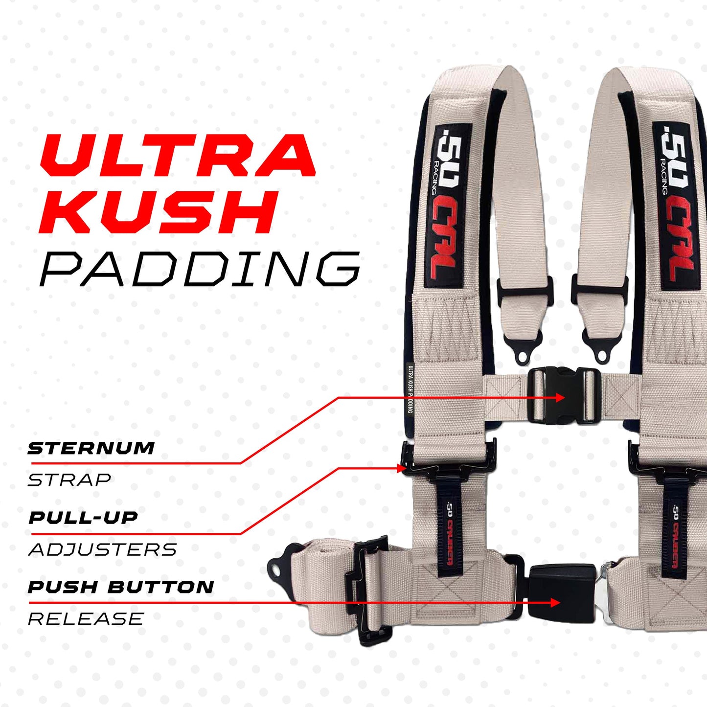 Pro Series 2" & 3" 4 point Harness with push button release