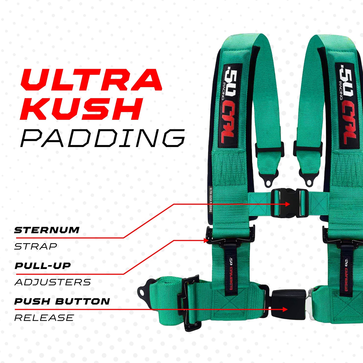 Pro Series 2" & 3" 4 point Harness with push button release