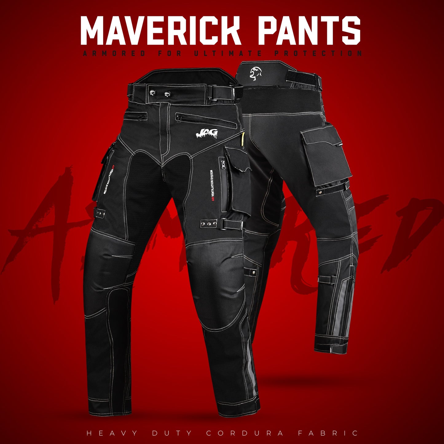 Pantalón protector de motocicleta JAG Maverick - Negro