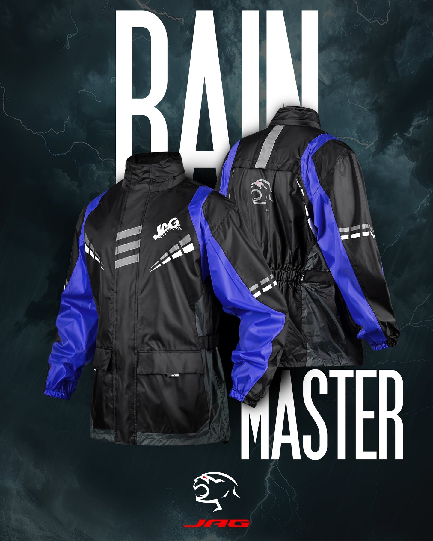Traje de lluvia JAG Rainmaster para hombres y mujeres (negro/azul)