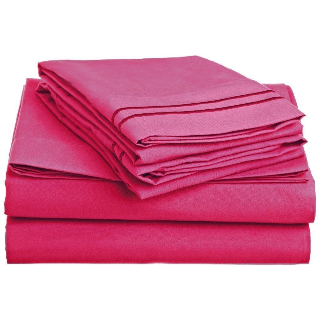 Juego de sábanas de 4 piezas tamaño Queen de microfibra de poliéster rosa