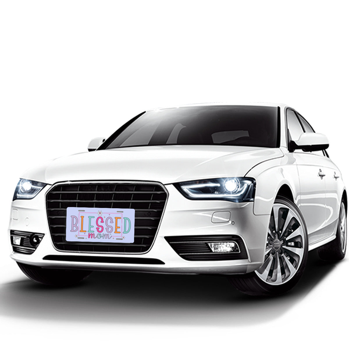 Blessed Mom Blue Aluminum Vanity License Plate Auto Accessory