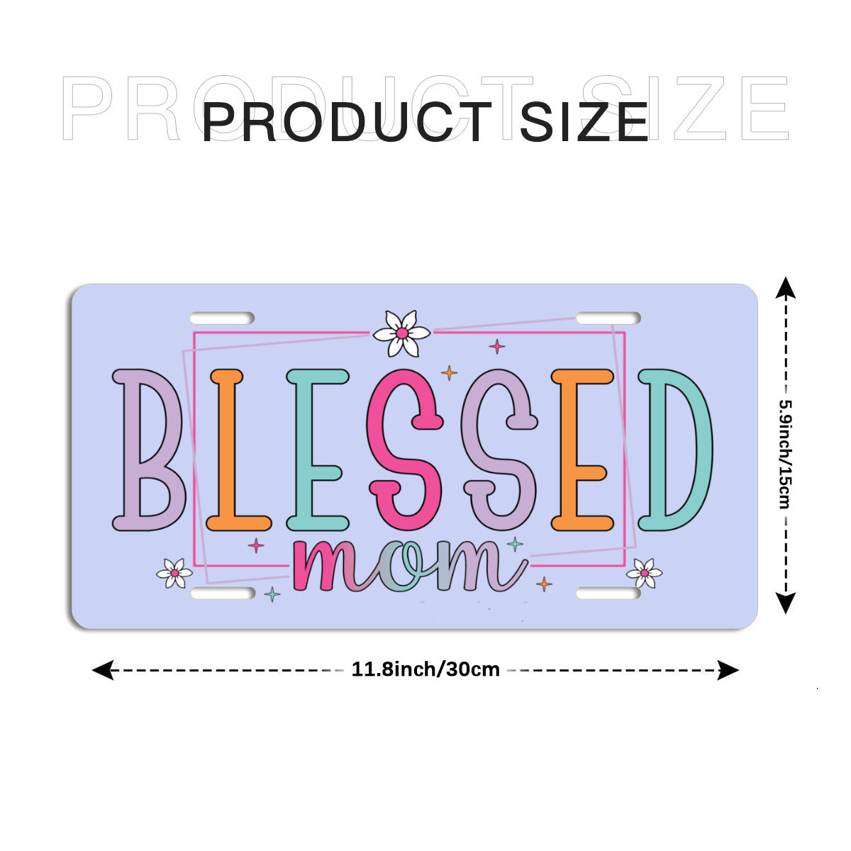 Blessed Mom Blue Aluminum Vanity License Plate Auto Accessory