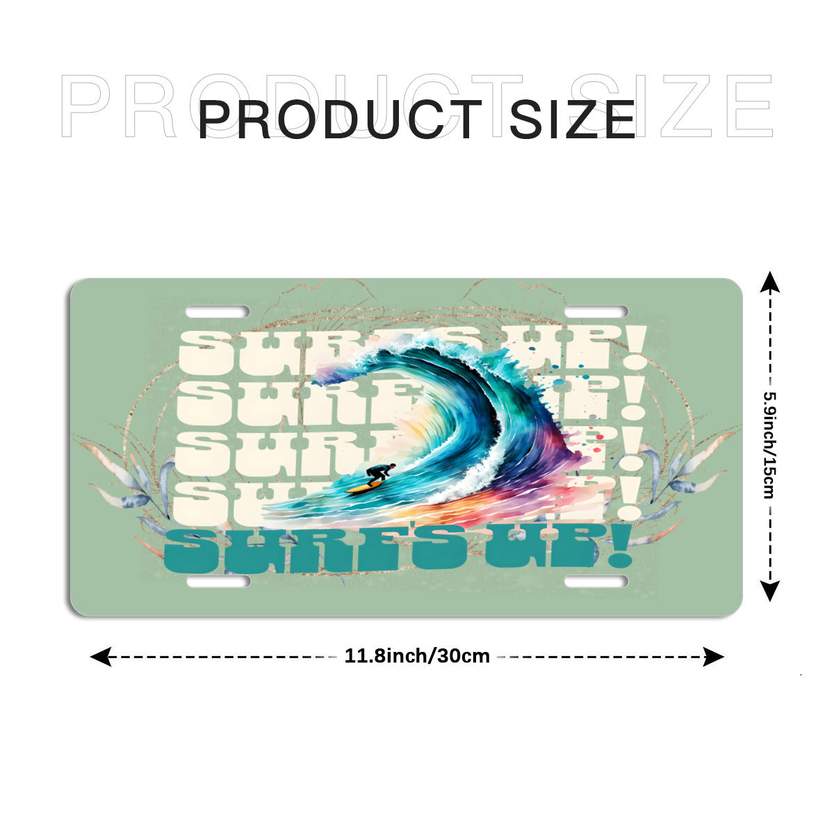 Surf's Up Surfer Dude Aluminum Vanity License Plate Auto Accessory