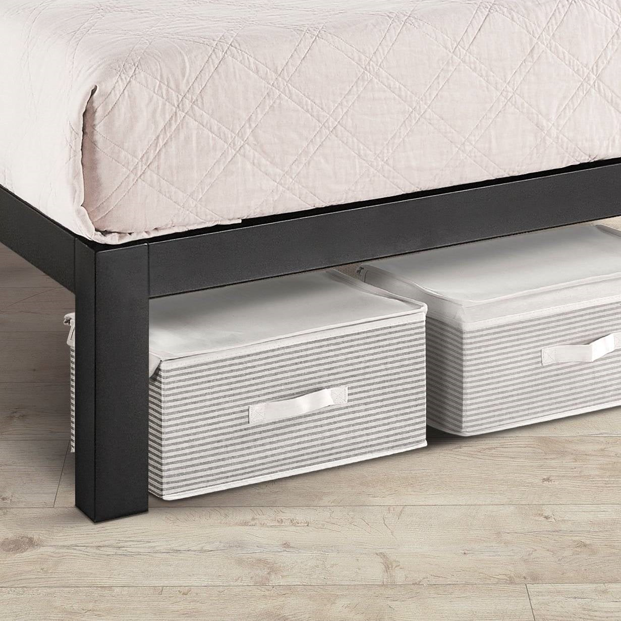 Base de Cama Queen de Metal con Plataforma y Listones de Acero Reforzado de 3.86 Pulgadas de Ancho