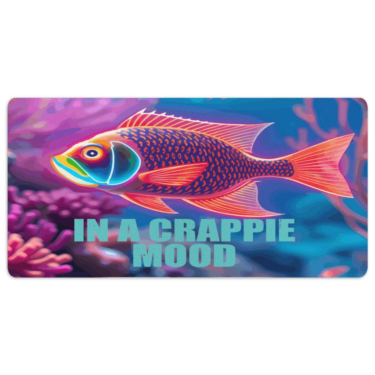 Neon Fish In a Crappie Mood 40" x 20" Mousepad Desk Mat