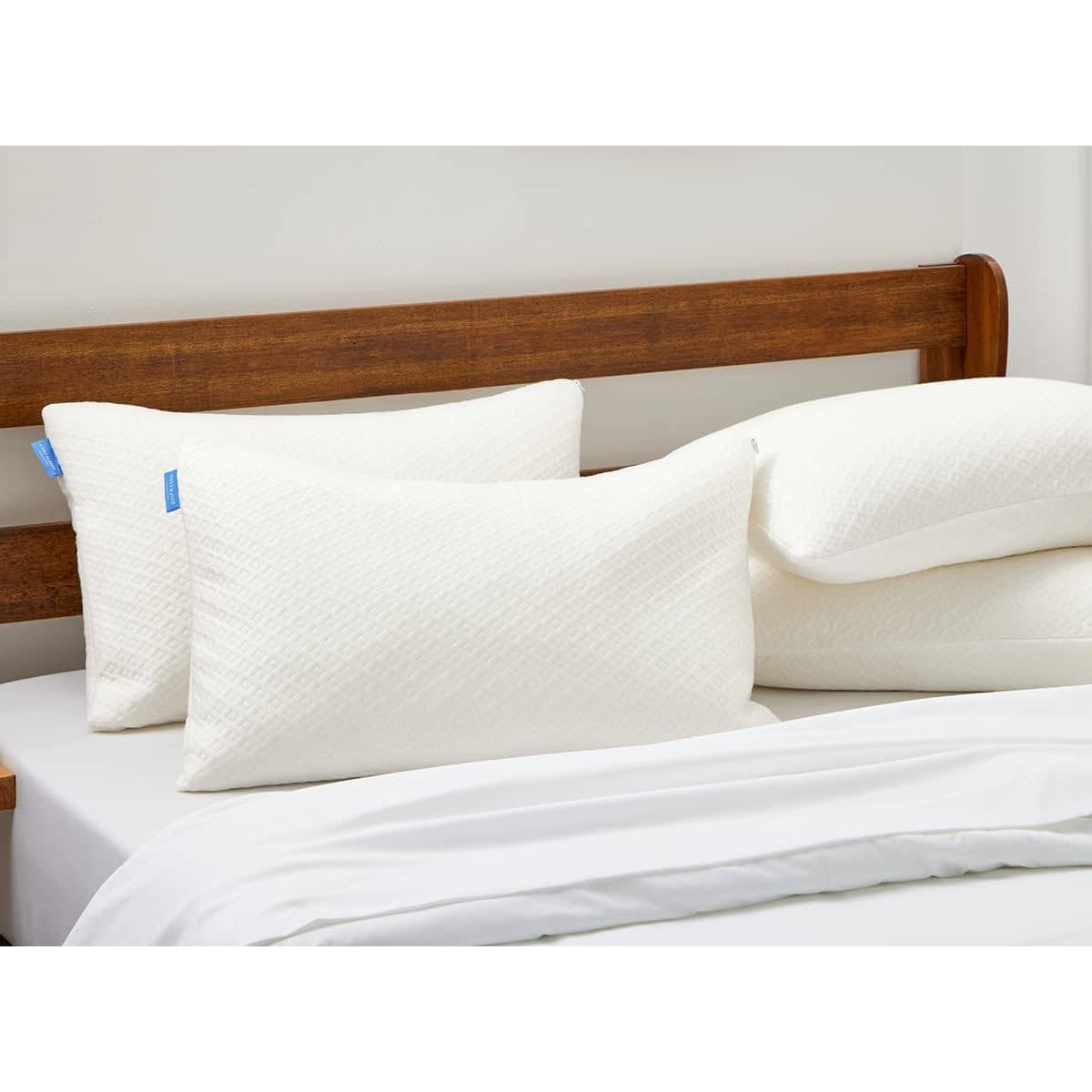 Almohada Queen de espuma viscoelástica triturada con funda transpirable de bambú de lujo suave y fresca