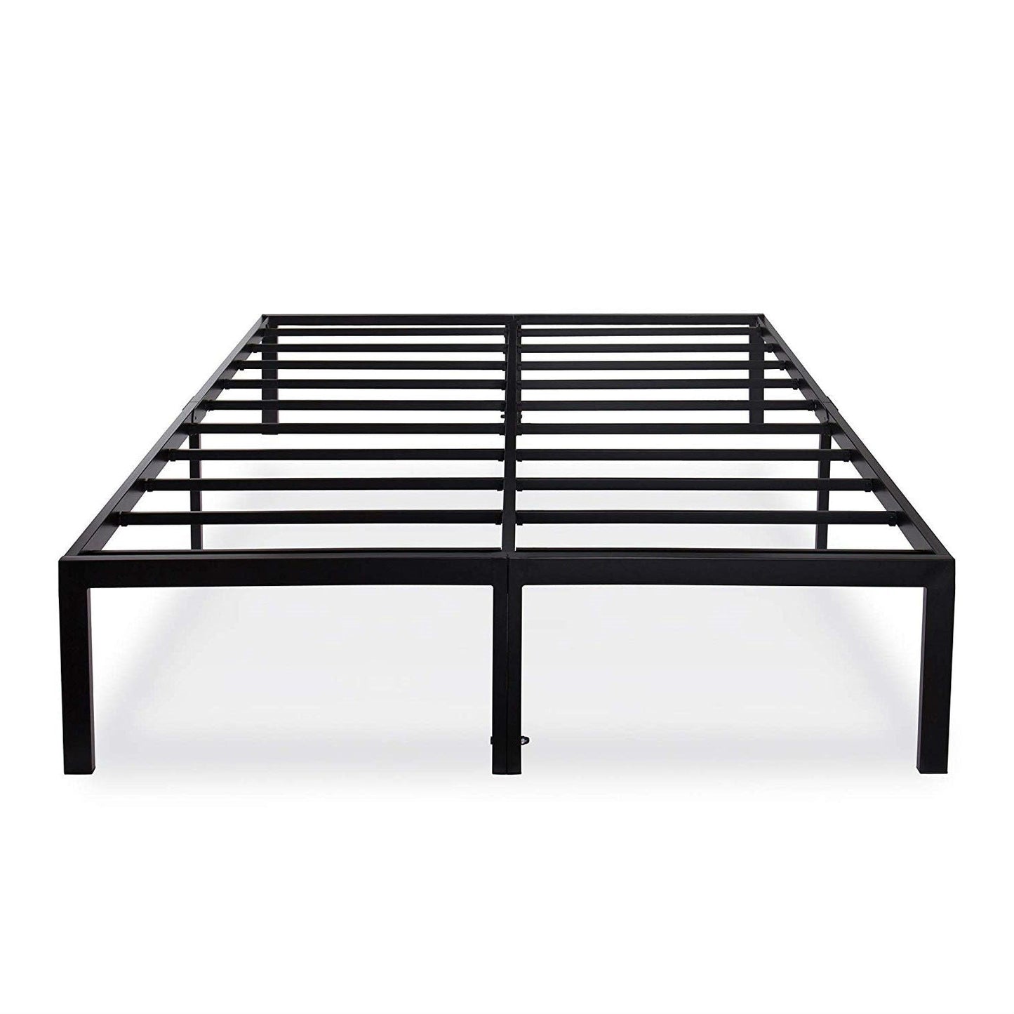 Estructura de cama de plataforma de metal negra moderna y resistente tamaño Queen