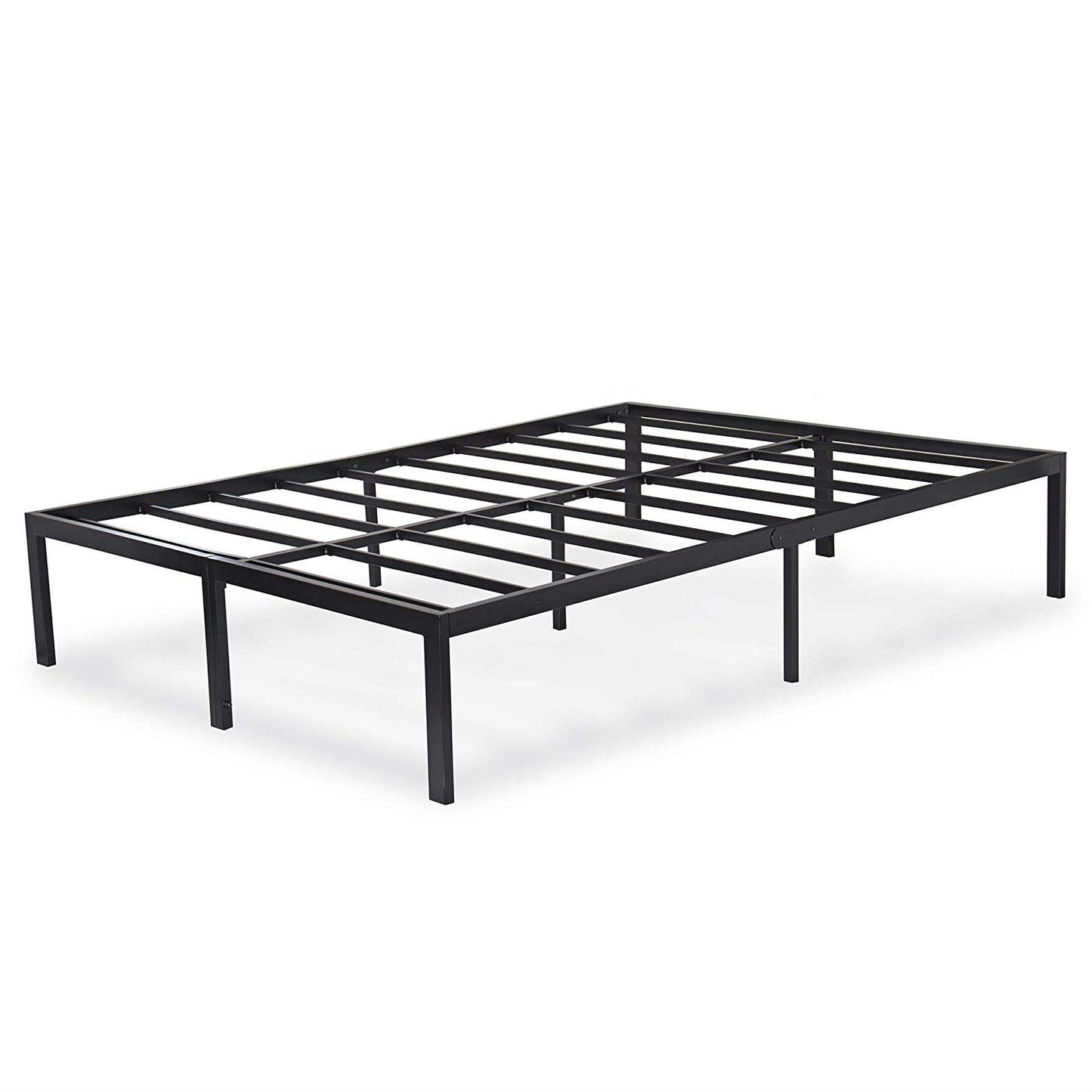Estructura de cama de plataforma de metal negra moderna y resistente tamaño Queen