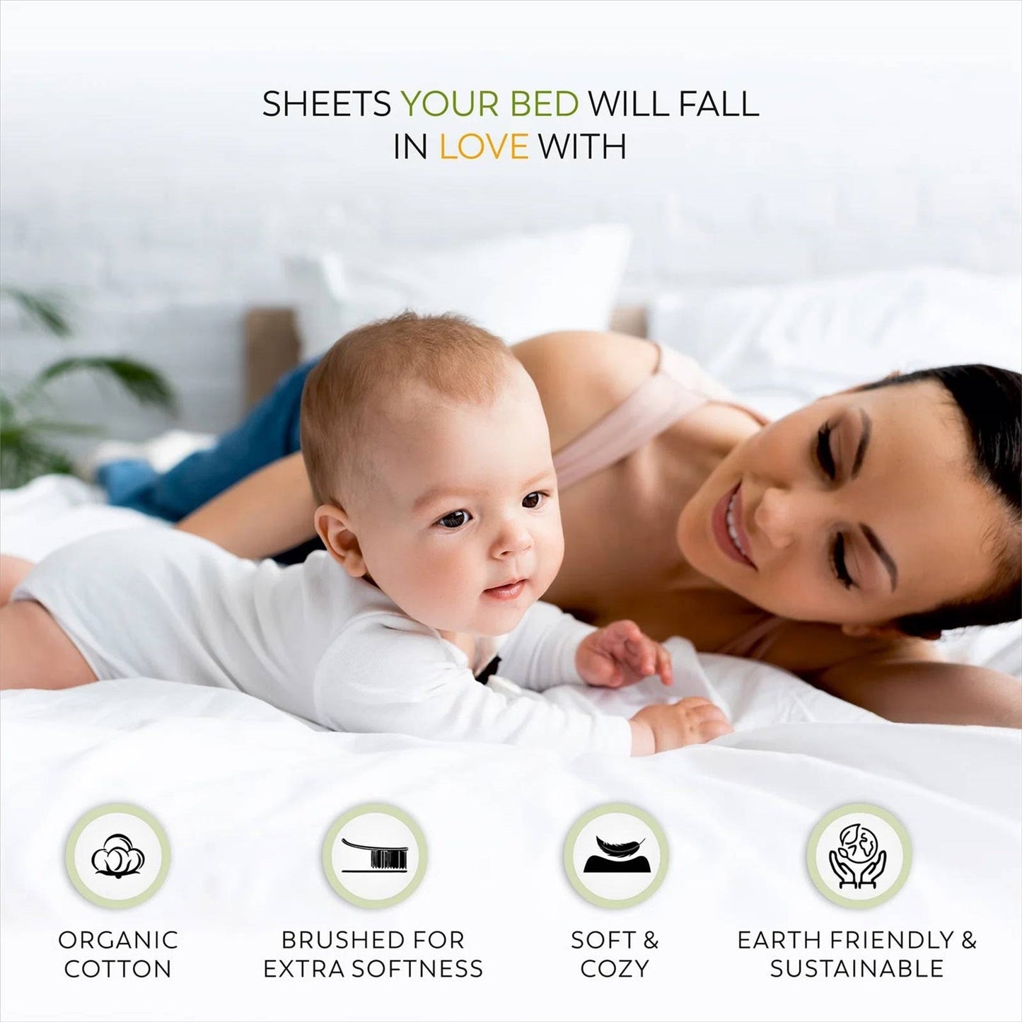Queen size White 100-Percent Certified Organic Cotton Sheet Set