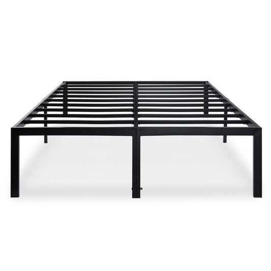 Base de cama de metal negra de plataforma Queen, 46 cm de altura, resistente