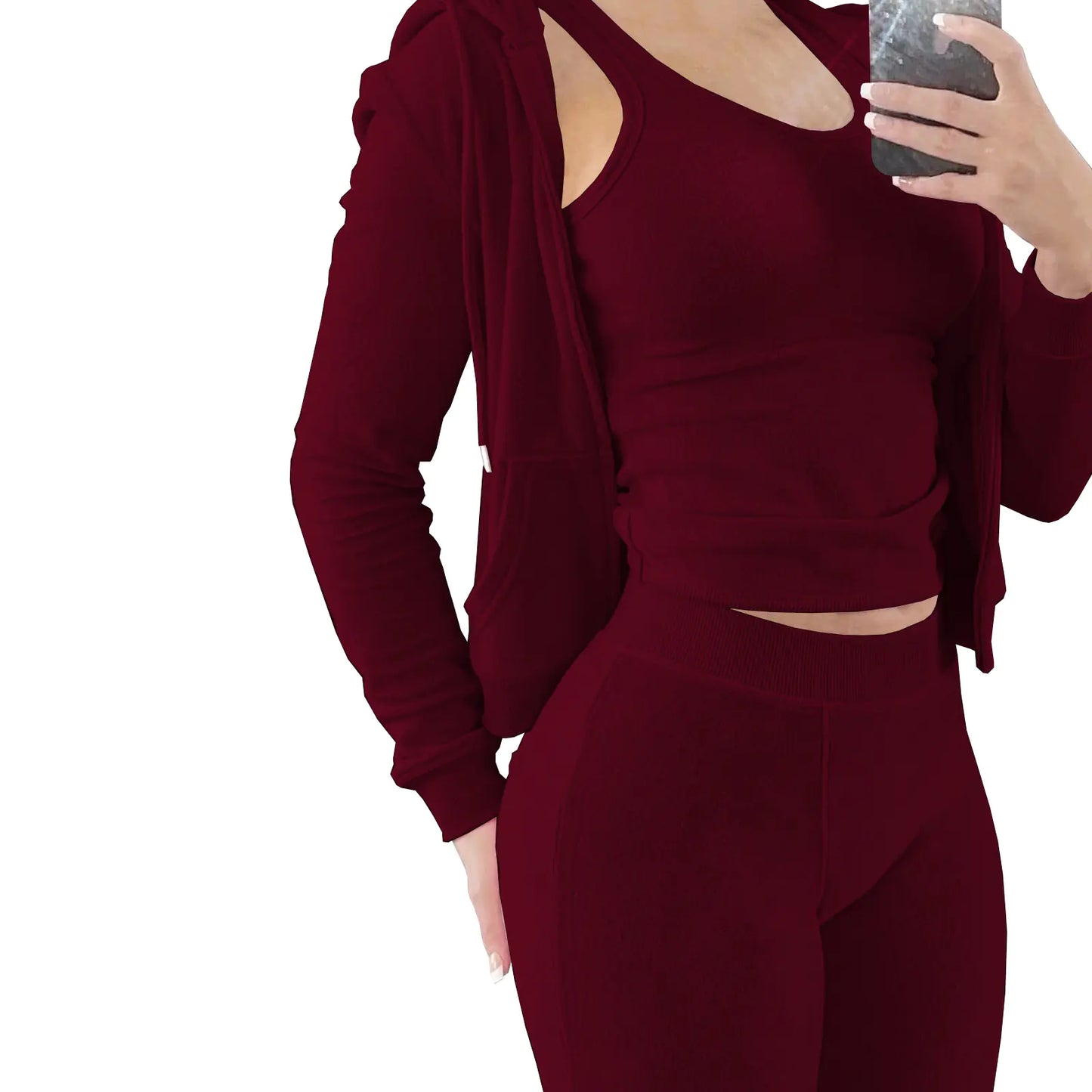 HR8235 Women's Autumn Winter Hooded Vest Set