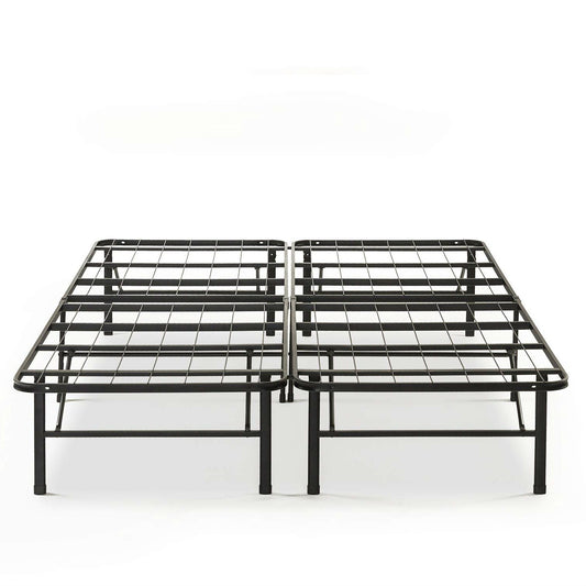 Base de cama con plataforma de metal plegable tamaño queen, resistente, con espacio de almacenamiento