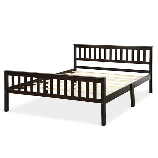 Base de cama Queen de madera con cabecera y piecera en espresso
