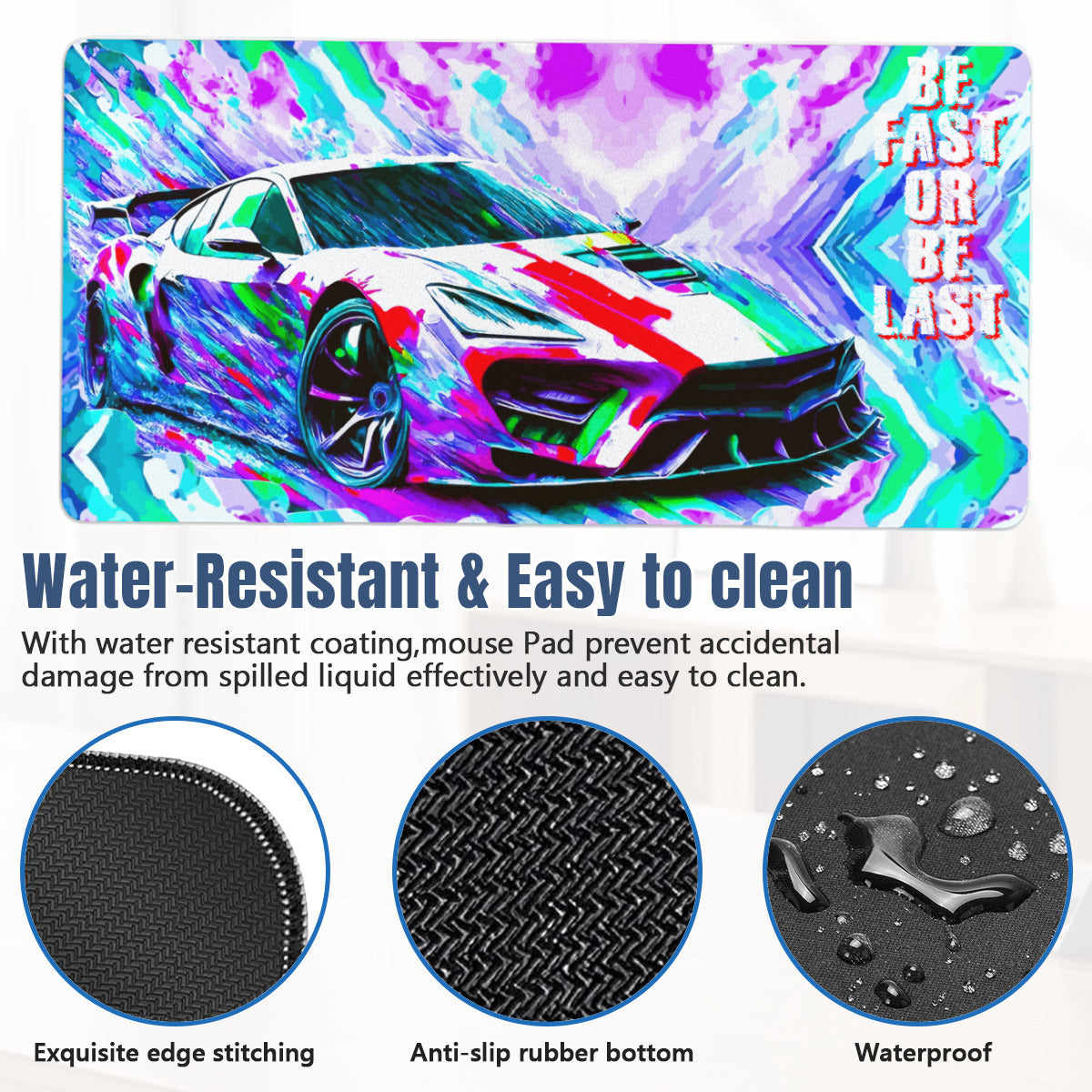 Be Fast Or Be Last Sports Car 40" x 20" Mousepad Desk Mat