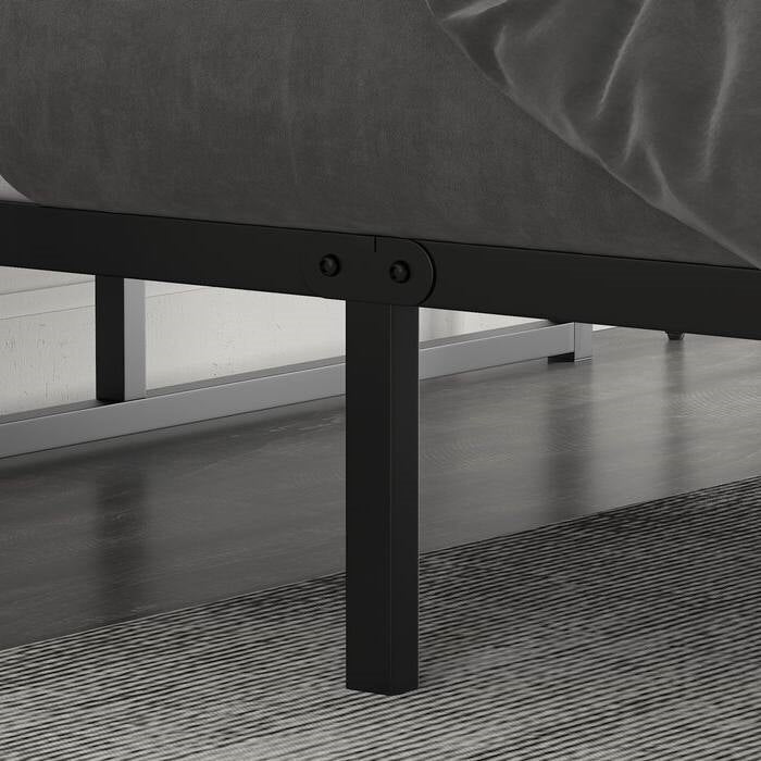 Base de cama de plataforma Queen Size de metal negro con espacio de almacenamiento debajo de la cama
