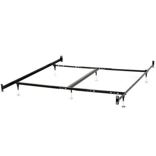 Marco de cama de metal Queen con soportes para cabecero y piecero atornillables