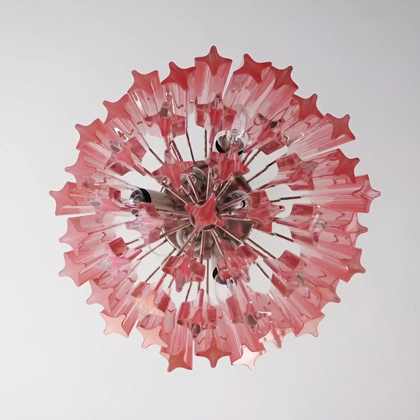 Lámpara de araña rosa Murano Prisms Quadriedri