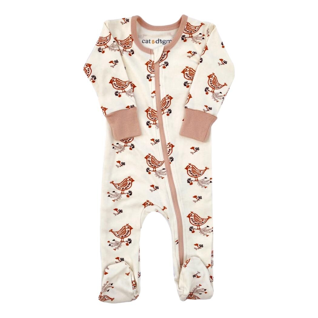 Pijama con Pies Zippy de Algodón Orgánico Certificado GOTS - Codorniz Celadón