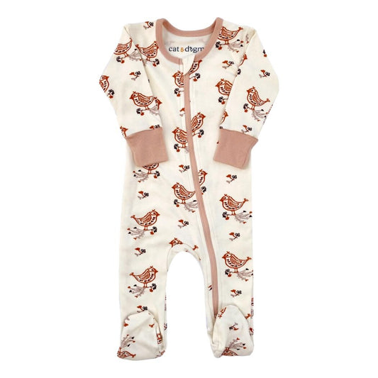 Pijama con Pies Zippy de Algodón Orgánico Certificado GOTS - Codorniz Celadón