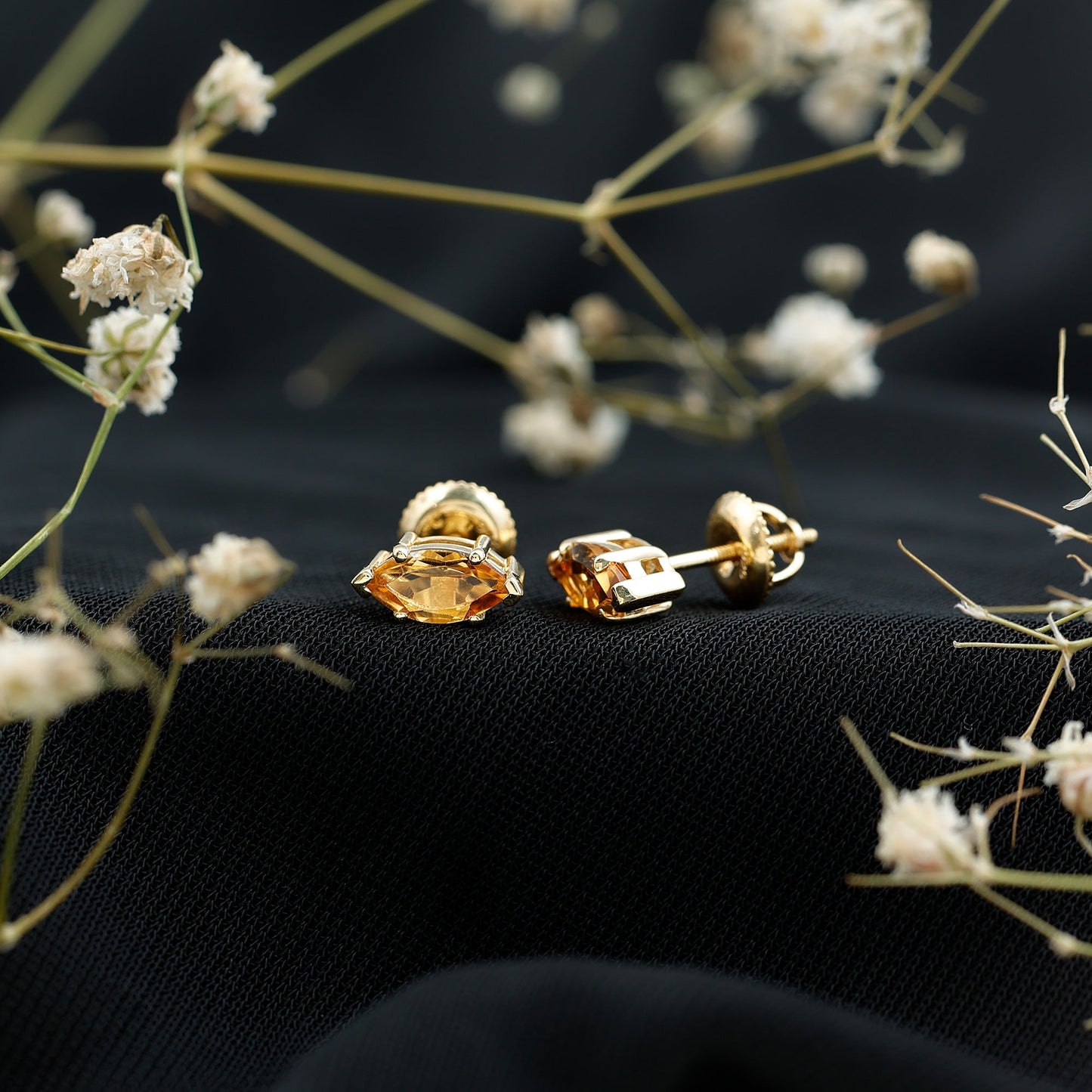 November Birthstone Earrings with Marquise Cut Citrine