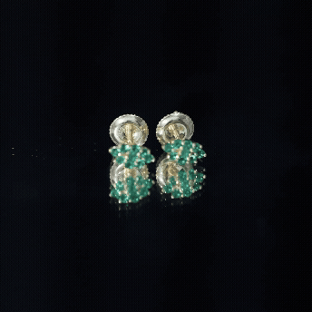 Lab Grown Emerald Stud Earrings in Yellow Gold Plated Silver