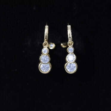 Bezel Set Moissanite Hinged Hoop Drop Earrings in Silver