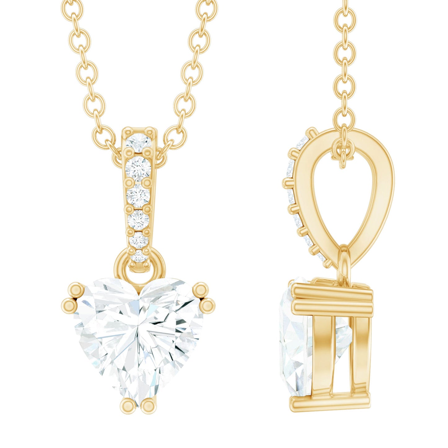 Certified 5MM Moissanite Heart Locket With Silver Chain