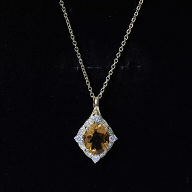 Vintage Looking Citrine Diamond Necklace with Chain
