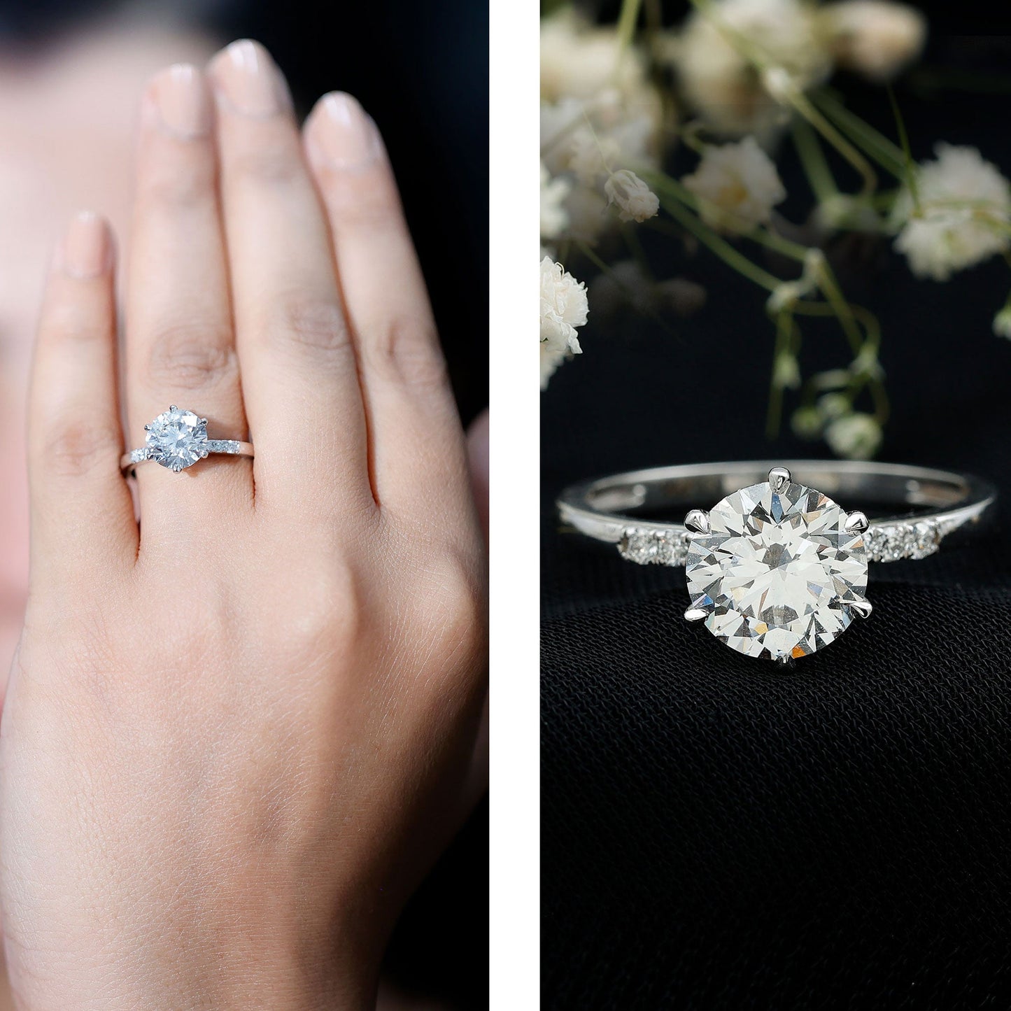 Round Cut 9 MM Lab Grown Diamond Solitaire Engagement Ring