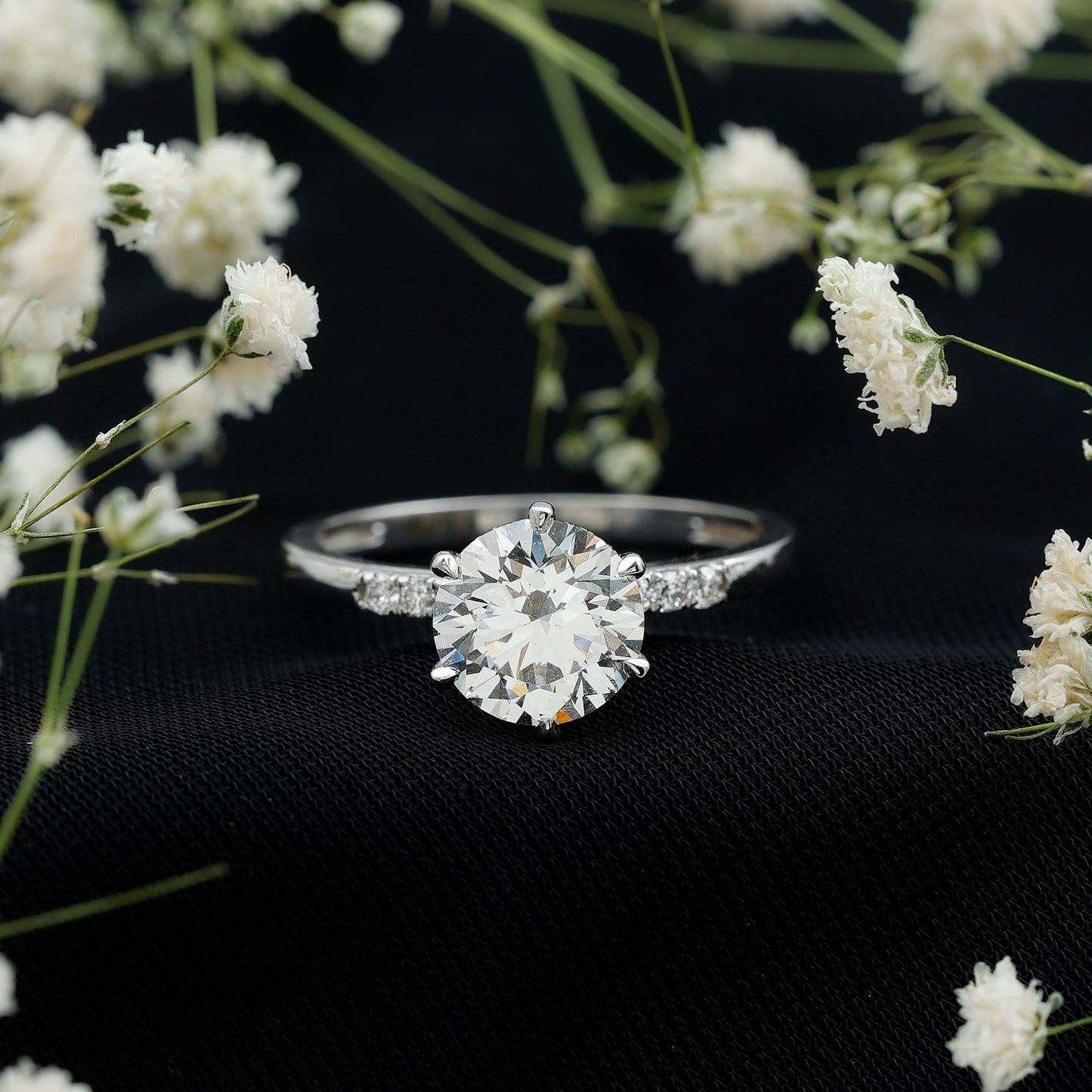 Round Cut 9 MM Lab Grown Diamond Solitaire Engagement Ring