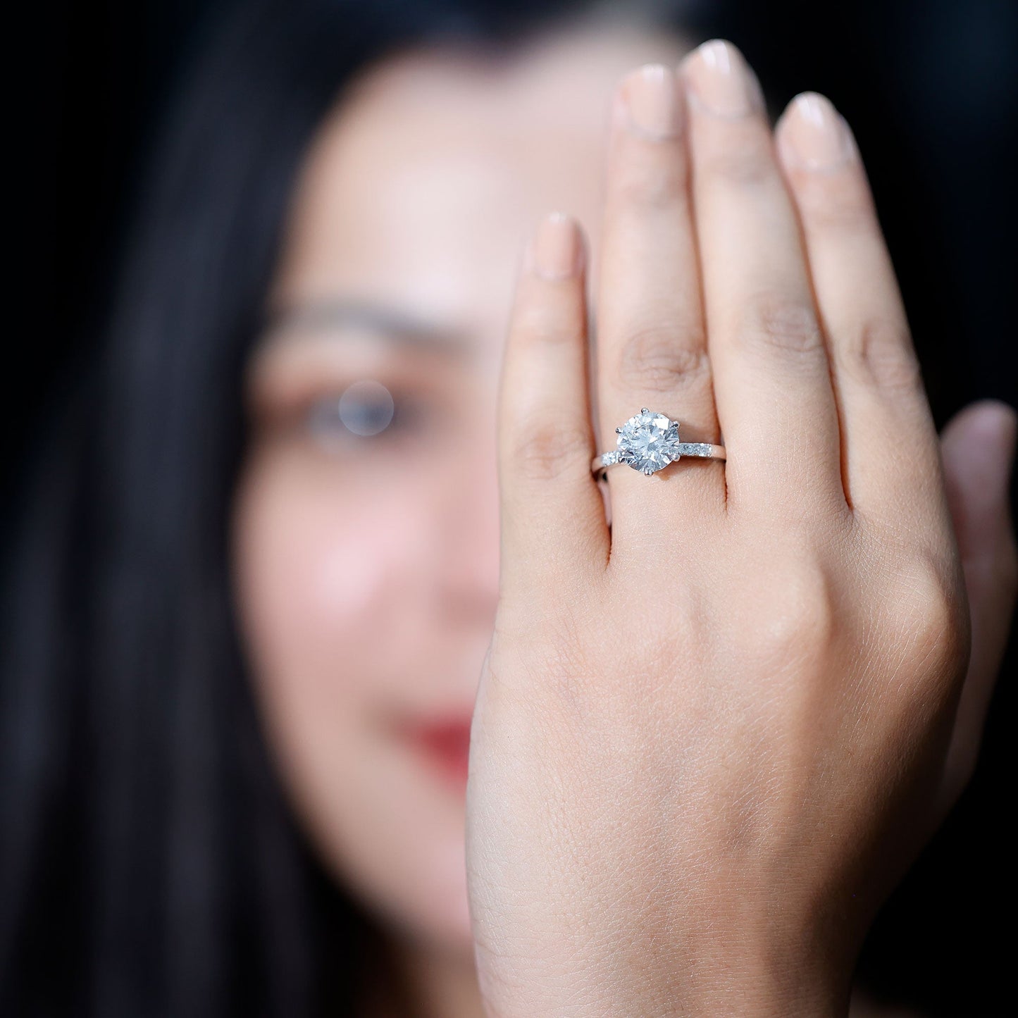 Round Cut 9 MM Lab Grown Diamond Solitaire Engagement Ring