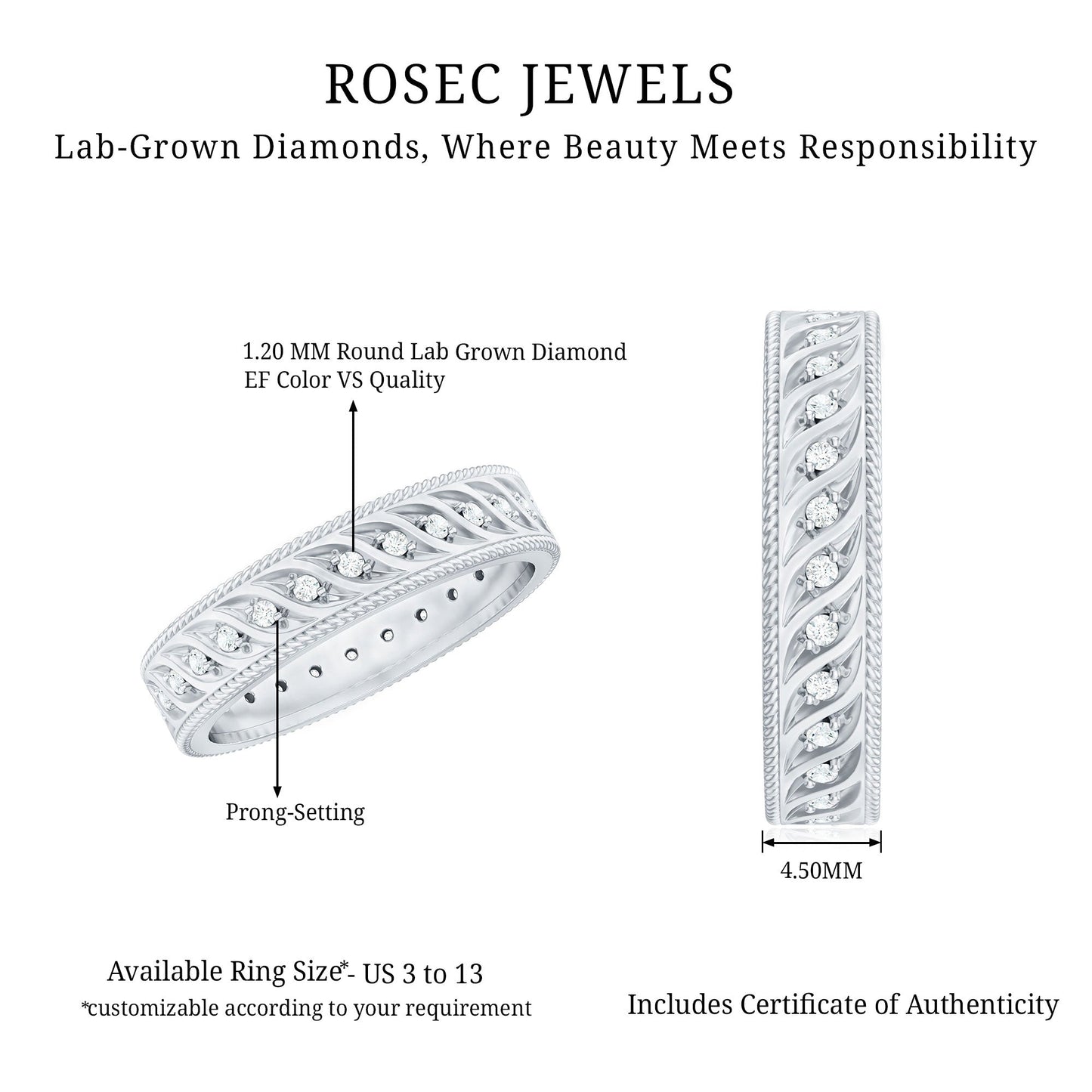 Lab Grown Diamond Designer Wedding Band Ring