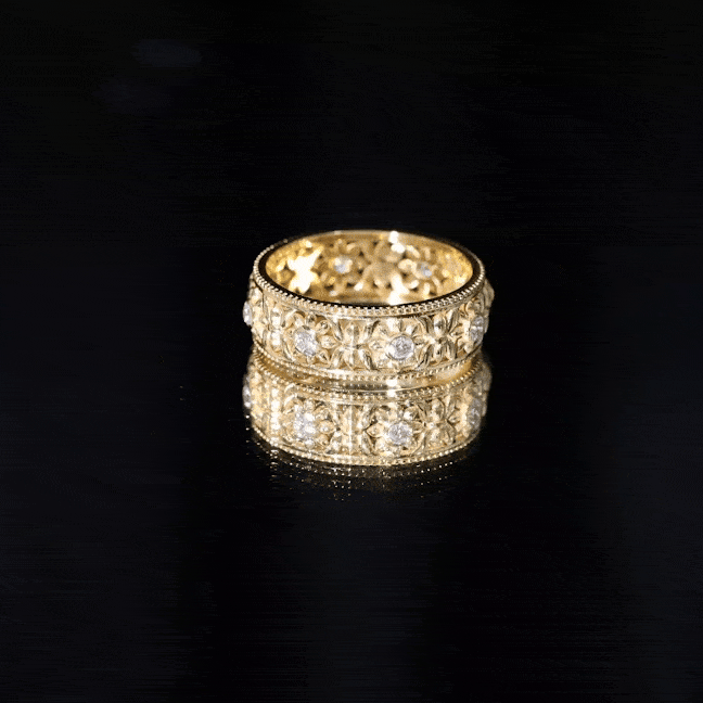Floral Inspired Lab Grown Diamond Filigree Wedding Band