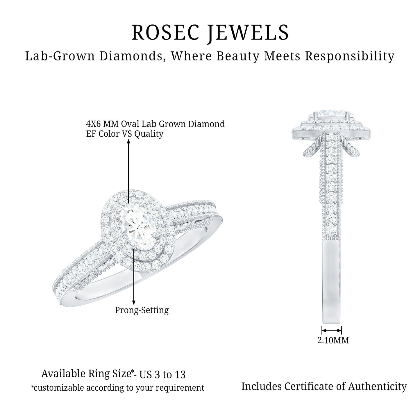 Vintage Inspired Lab Grown Diamond Double Halo Engagement Ring