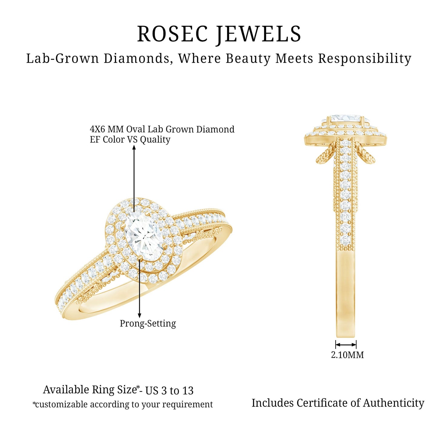 Vintage Inspired Lab Grown Diamond Double Halo Engagement Ring