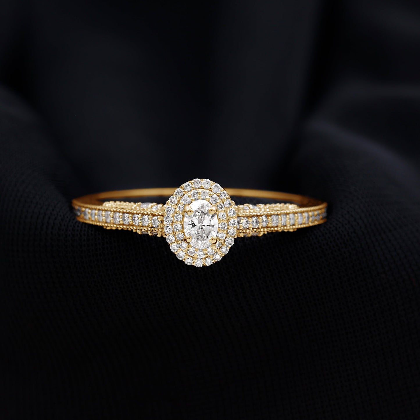 Vintage Inspired Lab Grown Diamond Double Halo Engagement Ring